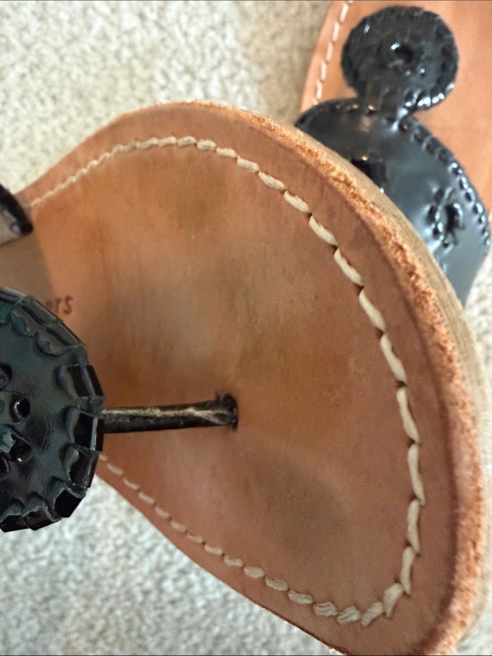 Jack Rogers Black Leather Whipstitched Toe-Ring Sandals - Picture 10 of 10